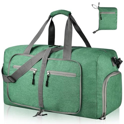 Dimayar 65L Foldable Duffle Bag, Travel & Weekender, Overnight, Gym - color: Forest Green, size: 65L