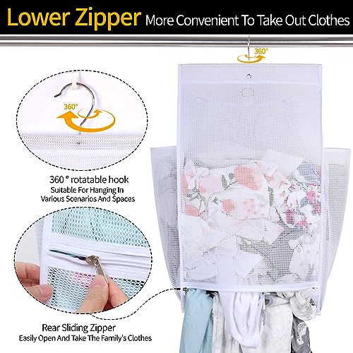 Hanging Collapsible Breathable Mesh Laundry Hamper,Fast Drying Portable Space Saving Storage Bag,Rv Laundry Hamper,Applied to College Dorm Rooms, Gym, Swimming and RV Travel (White) - color: White