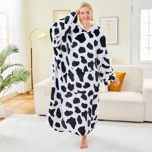 Moinlizy Oversized Wearable Blanket Hoodie for Women Men - color: Cow