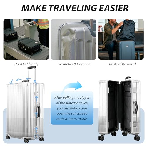 Transparent PVC Suitcase Cover, No Disassembly Required Clear Luggage Protector Suitcase Cover - color: Transparent, size: 28