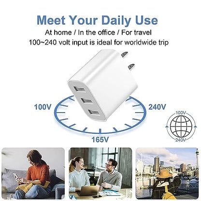 3 USB A Ports Charger Block,5 Pack YTFCYIKBG Cell Phone wall Chargers - color: Ivory