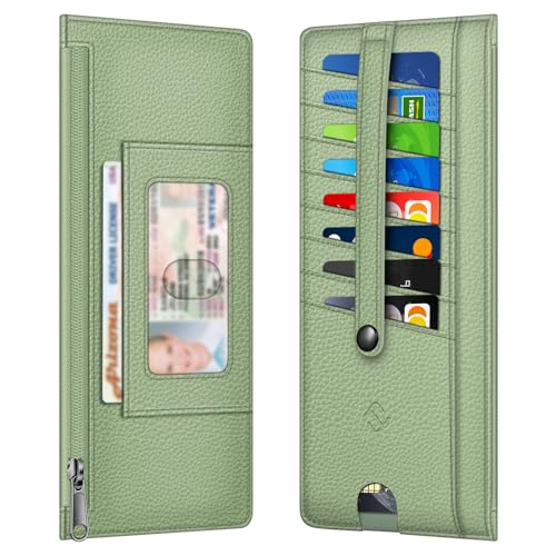 FINTIE Slim Credit Card Wallet Holder Change Pouch - color: Sage Green