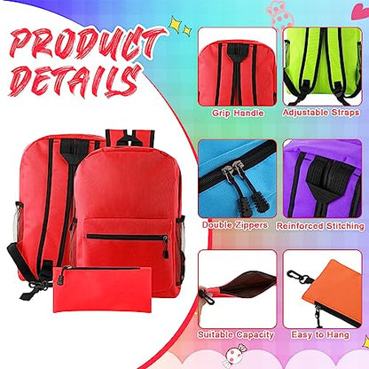 Silkfly 12 Pcs School Backpacks with 12 Pencil Pouch - color: Bright Color