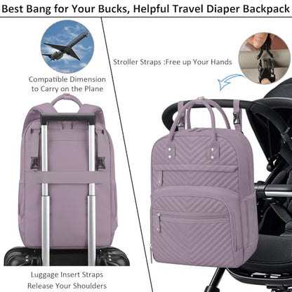 Tenot Diaper Bag Backpack for Women with Insulated Pockets Purple - color: Purple, style: Standard