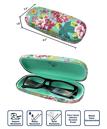 JAVOedge [4 PACK / 3 PACK], Printed Pattern Durable Hard Clamshell Eyeglass Case with Bonus Microfiber Cloth - color: Florals - Style B, size: 3 PACK
