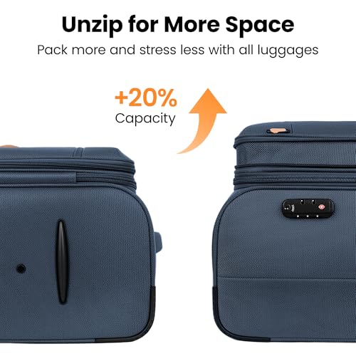 30'' Suitcase w/Double Spinner Wheels,TSA LOCK,Expandable - color: Navy, size: Checked-Large 30-Inch