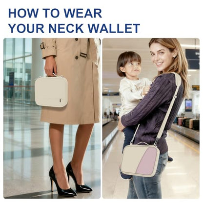 RFID 차단 기능이 있는 여행용 가족 여권 홀더, 여행 필수품 정리함 파우치 백, 여행용 가벼운 여권 지갑, 여성 및 남성용 필수 액세서리, 베이지+핑크 2, 경량 - color: 베이지+핑크 2, size: 라지