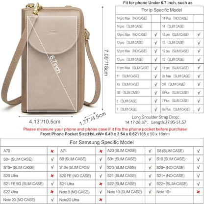 S-ZONE Small Crossbody Bags for Women Phone Purse RFID Blocking Wallet - color: Retro Grey