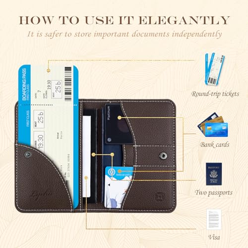 Lychii Passport Holder, RFID Blocking Travel Wallet, Slim Passport Cover - color: Maroon