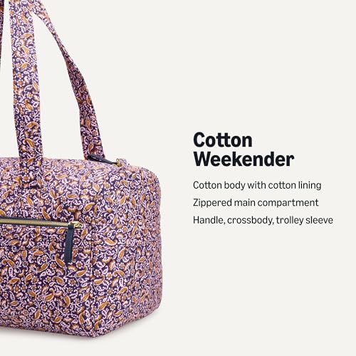 Amazon Essentials Women's Quilted Weekender Duffel Gym Bag with Trolley Sleeve, Navy Paisley, One Size - color: Navy Paisley