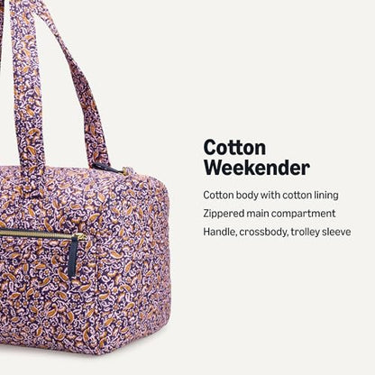 Amazon Essentials Women's Quilted Weekender Duffel Gym Bag with Trolley Sleeve, Navy Paisley, One Size - color: Navy Paisley