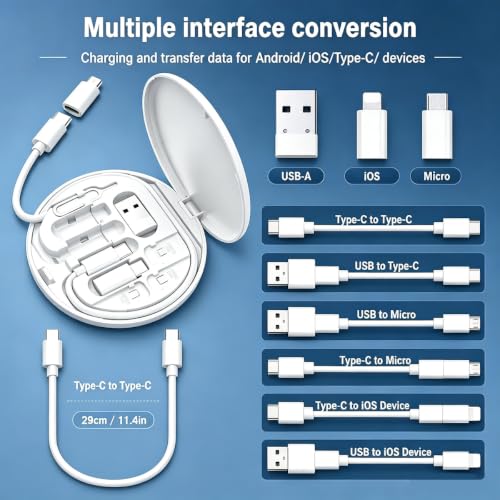 Yesimla USB C Adapter Kit,USB-A to C Travel Organizer Case - color: White