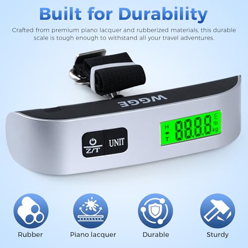 Digital Luggage Scale, WGGE Travel Luggage Weight Scale, Max 110lbs/50kg Baggage Scale with Backlit LCD Display (Pack of 2) - size: One_Size (Pack of 2)
