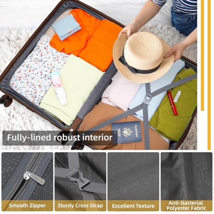 LARVENDER Carry On Luggage 22x14x9 Airline Approved, Suitcases with Wheels - color: Maple