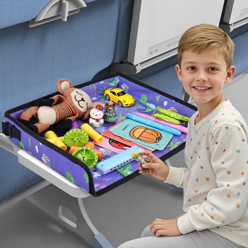Kids Tray Table Cover, Airplane Tray Cover with Pockets - color: Blue