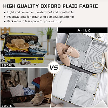 Reginary Travel Packing Cubes 10 Pcs with Shoe Bags - color: Gray