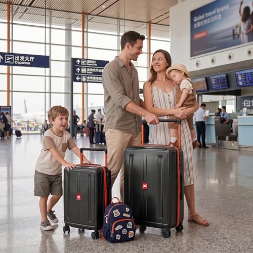 2 Piece Luggage Sets(20/26in) Wide Handle Hardshell Luggage - color: Black, size: 2-Piece Set (20"/26'')