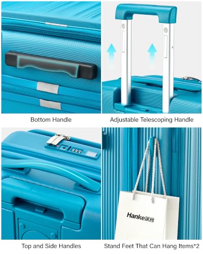 Hanke Top Opening 28" Large Luggage Expandable Hard Shell Caribbean Blue - color: Caribbean Blue, size: 28 Inch EXT