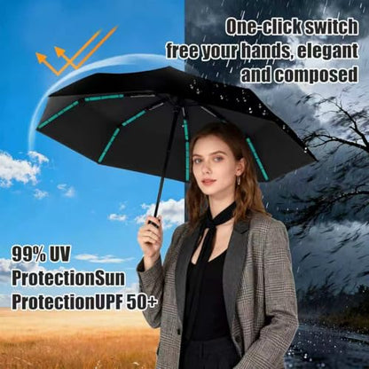 Compact Automatic Folding Umbrella – Portable Backpack Umbrella with Hook - color: Black1