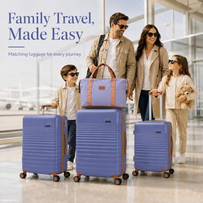 CONCEPTEN Luggage Sets 5 Piece, ABS+PC Hardshell Suitcases with Wheels - color: Slate Purple, size: 5 Piece Sets (20/24/28/Db/Tb)