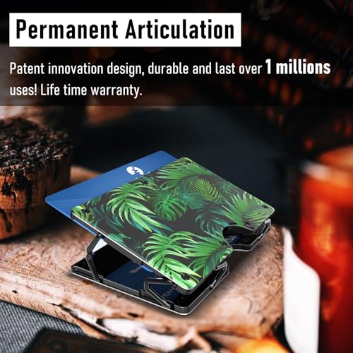 Lenvoten Upgraded Hinged Minimalist Wallet for Men, RFID Blocking Wallet - color: T1-Palm Leaves