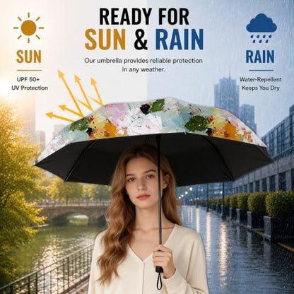 Automatic Folding Travel Umbrella for Sun & Rain - color: RIV006