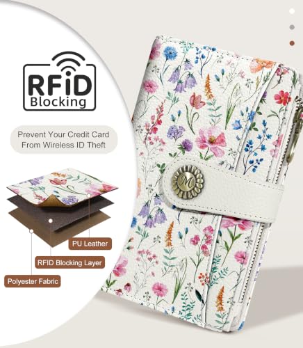 Flowers Wallet Women RFID, Passport Holder, Credit Card Holder - color: Colorful Flowers