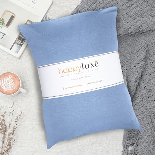 Happyluxe Travel Pillow for Airplanes | USA Made Small Pillows for Sleeping - color: Serenity Blue