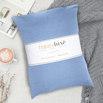 Happyluxe Travel Pillow for Airplanes | USA Made Small Pillows for Sleeping - color: Serenity Blue