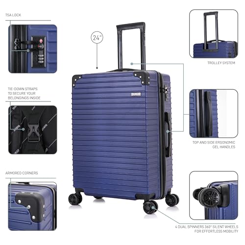 DUKAP TOUR 24-Inch Medium Hardside Spinner Luggage TSA Lock Durable Blue - color: Blue, size: 24 Inch