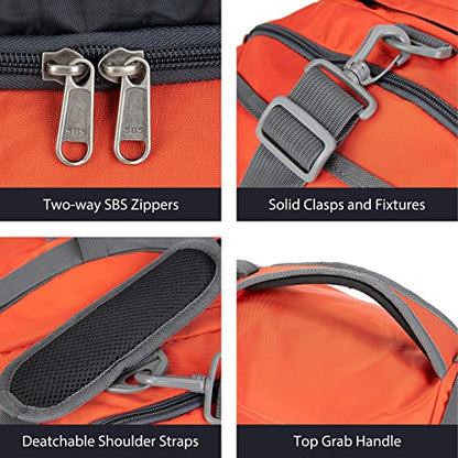Ubon Convertible Duffel Backpack Weekender Gym Bag with Shoe Compartment - color: Orange, size: 65L
