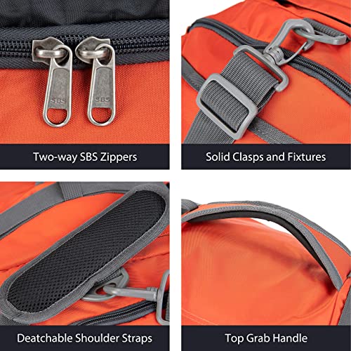 Ubon Convertible Duffel Backpack Weekender Gym Bag with Shoe Compartment - color: Orange, size: 80L