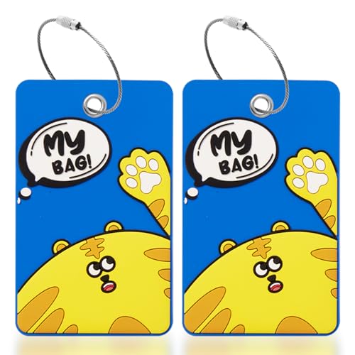 Funny Animal Luggage Tags Suitcases -Silicone Travel Bag Tags with Privacy Cover&Steel Loops - Unique Cute ID Labels for Women Men Kids Cruise Essentials (2, Dark Blue) - color: Dark Blue