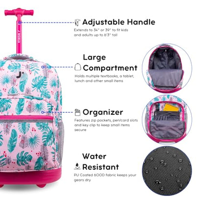 J World New York Sunrise Rolling Backpack Backpack, PALM LEAVES - color: Palm Leaves
