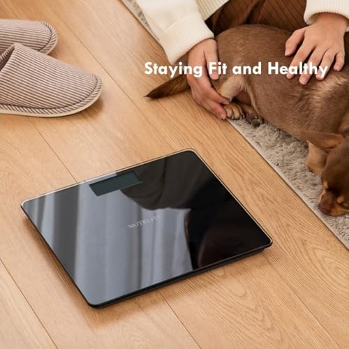 NUTRI FIT Digital Bathroom Scale for Body Weight 0.1lb with 2 AAA Batteries | 0.1lb Precision, 330lb Capacity, Backlit LCD Screen, Bath Scale for Accurate Weight Watching, Elderly Safe Home Use, Black - color: Cool Black