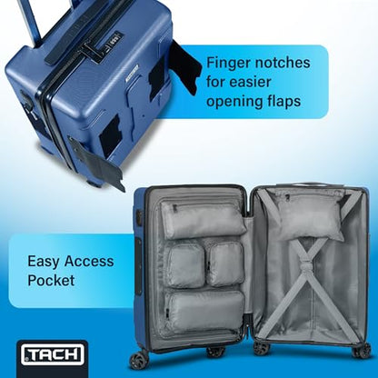 TACH Patented Connecting Hard Shell 3 Piece Luggage Set - 20, 24 & 28 inch Luggage | Carry-On, Medium & Large Rolling Suitcases - Midnight Blue - color: Midnight Blue, size: 3-Piece Set