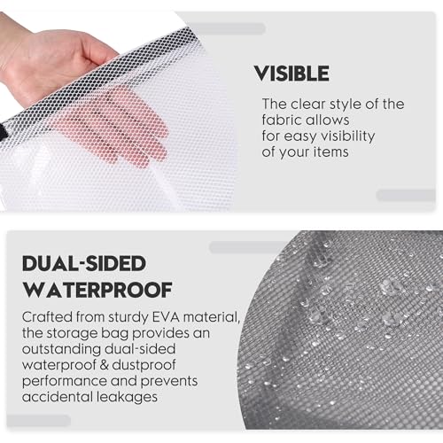 Sea Team Water Resistant Textured Mesh Travel Toiletry Bags, White, 2-Pack - color: White