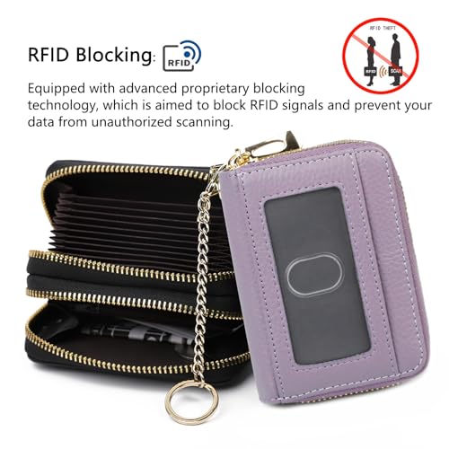 imeetu RFID Credit Card Holder, Small Card Wallet Women, Leather Card Case - color: Max - Light Purple, size: Max