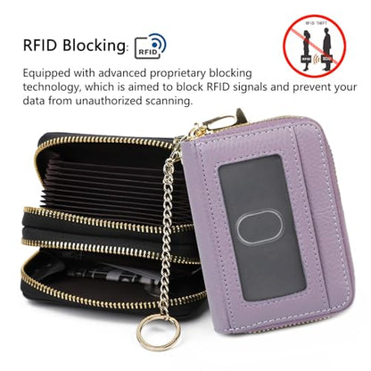 imeetu RFID Credit Card Holder, Small Card Wallet Women, Leather Card Case - color: Max - Light Purple, size: Max