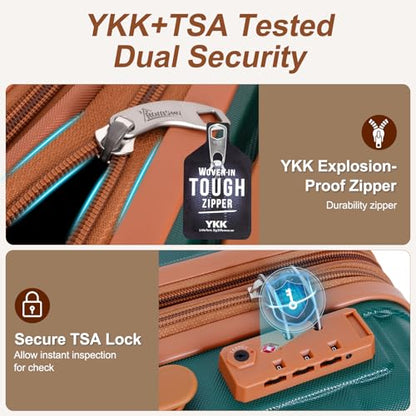 Romswi 26" Medium Checked Luggage, Checked-Medium Hardshell Suitcase with Double Spinner Wheels, Lightweight Large Hardshell Suitcase with TSA Lock,YKK Zipper, Scratch-Resistant Green - color: Emerald Green, size: 26 Inch