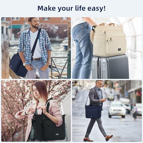HanTrip Large Laptop Tote Bag with Luggage Sleeve for Travel Work,Navy Blue - color: Navy Blue