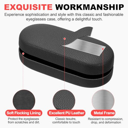 PATIKIL Hard Shell Eyeglasses Case, PU Leather Large Glasses Case Litchi Grain Protective Sunglasses Organizer for Women Men - color: Black