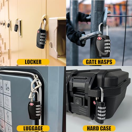 LAFENLIN TSA Combo Lock 4-Pack for Pistol Cases,4-Digit Small Padlock,Black - color: Black - 4 Pack