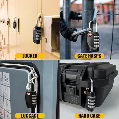 LAFENLIN TSA Combo Lock 4-Pack for Pistol Cases,4-Digit Small Padlock,Black - color: Black - 4 Pack