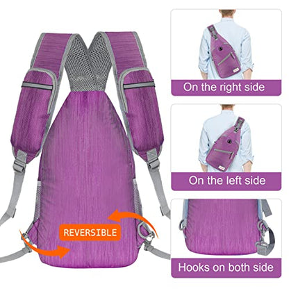 ZOMAKE Sling Bag,Small Crossbody Sling Backpack Shoulder Daypack for Travel - color: Purple B, size: 8L