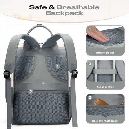 Maelstrom 15.6-17.3" Laptop Backpack with Lunch Box, Work Bag for Women Men - color: Gray-beige