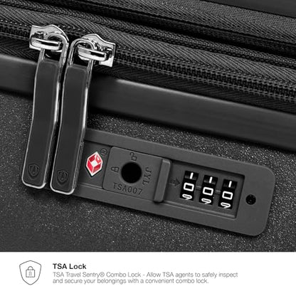 Traveler's Choice Elm 2PC Expandable Spinner Luggage Set - Matte Black - color: Matte Black, size: 2-Piece Set