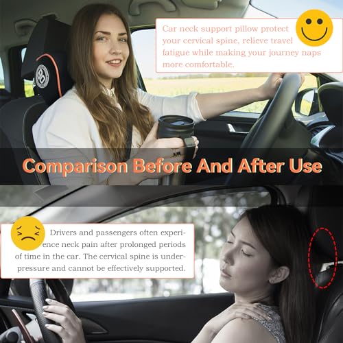 SPRFUFLY Really Comfy Car Headrest Pillow, Soft Car Neck Pillow for Driving - color: Orange