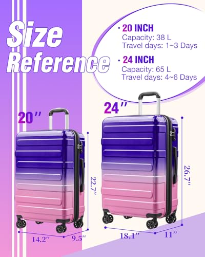 Checked Luggage, Expandable 24 Inch Hard Shell Suitcase with Spinner Wheels TSA Lock, Lightweight Travel Checked Suitcases - color: Berry, size: 24inch