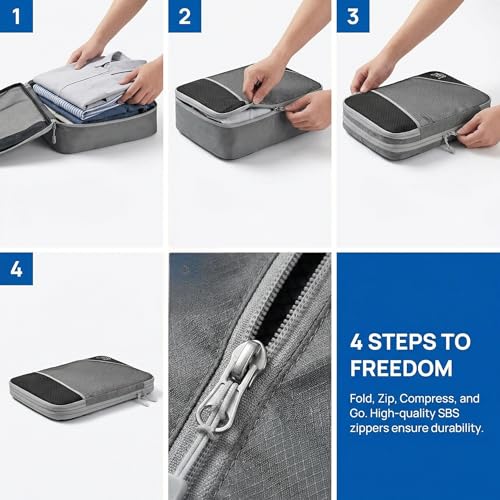 6Pcs Compression Packing Cubes Set, Waterproof Travel Luggage Organizer with Drawstring Bag, Lightweight Nylon Suitcase Storage Bags for Travel Camping Business Trip(Red) - color: Red